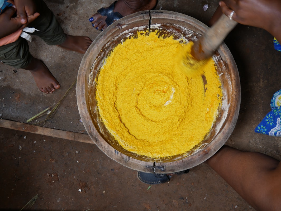 Kitchen preparation with fresh ingredients